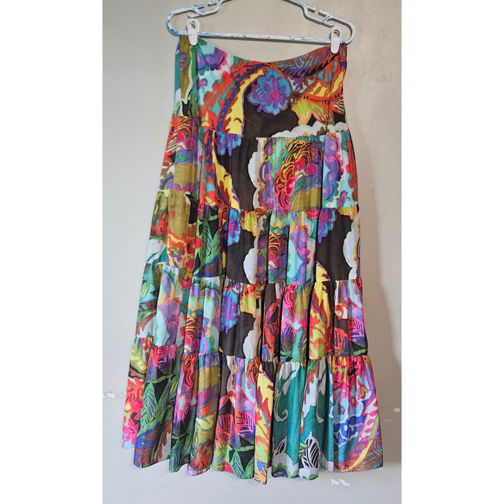 Lauren Ralph Lauren Multi Color Paisley Tiered Maxi Skirt Womens Medium